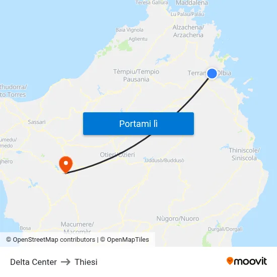 Delta Center to Thiesi map