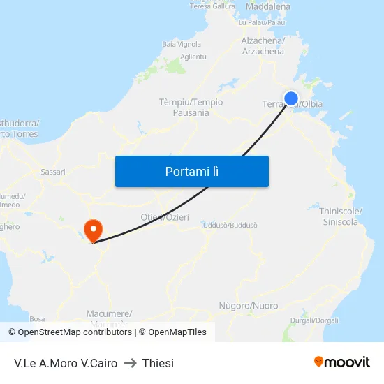 V.Le A.Moro V.Cairo to Thiesi map