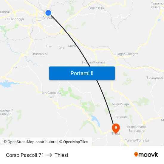Corso Pascoli 71 to Thiesi map