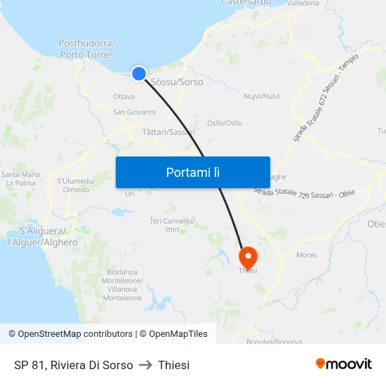 SP 81, Riviera Di Sorso to Thiesi map