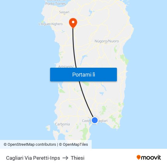 Cagliari Via Peretti-Inps to Thiesi map