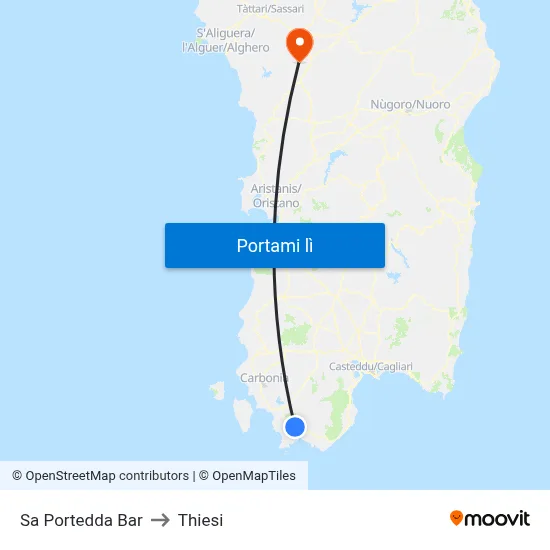 Sa Portedda Bar to Thiesi map