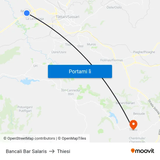 Bancali Bar Salaris to Thiesi map
