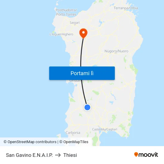 San Gavino E.N.A.I.P. to Thiesi map