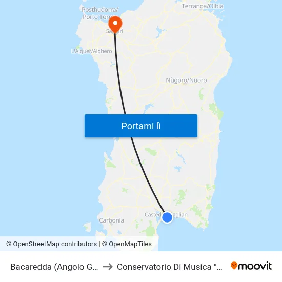 Bacaredda (Angolo Garibaldi) to Conservatorio Di Musica "L. Canepa" map