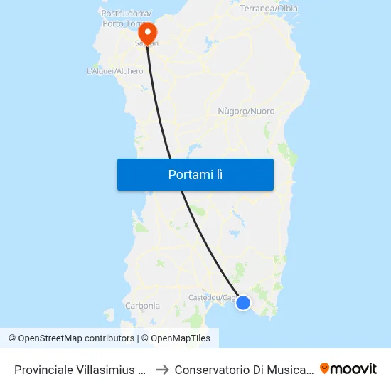 Provinciale Villasimius (Angolo Liri) to Conservatorio Di Musica "L. Canepa" map