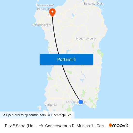 Pitz'E Serra (Liceo) to Conservatorio Di Musica "L. Canepa" map