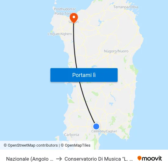 Nazionale (Angolo Italia) to Conservatorio Di Musica "L. Canepa" map