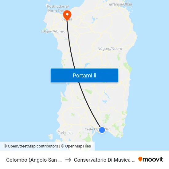 Colombo (Angolo San Benedetto) to Conservatorio Di Musica "L. Canepa" map