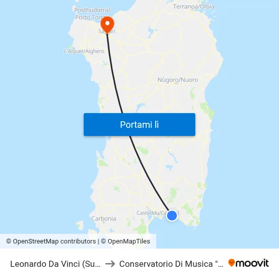 Leonardo Da Vinci (Su Meriagu) to Conservatorio Di Musica "L. Canepa" map