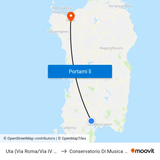 Uta (Via Roma/Via IV Novembre) to Conservatorio Di Musica "L. Canepa" map