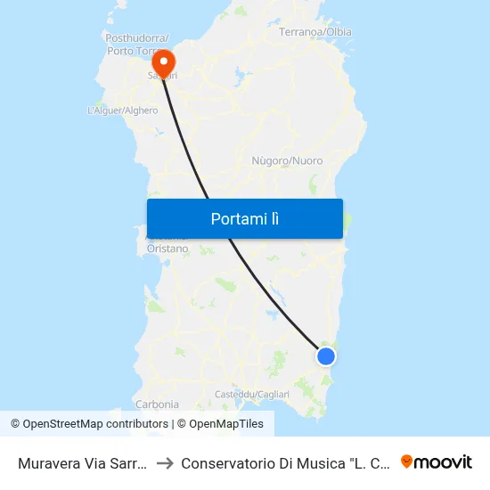 Muravera Via Sarrabus to Conservatorio Di Musica "L. Canepa" map