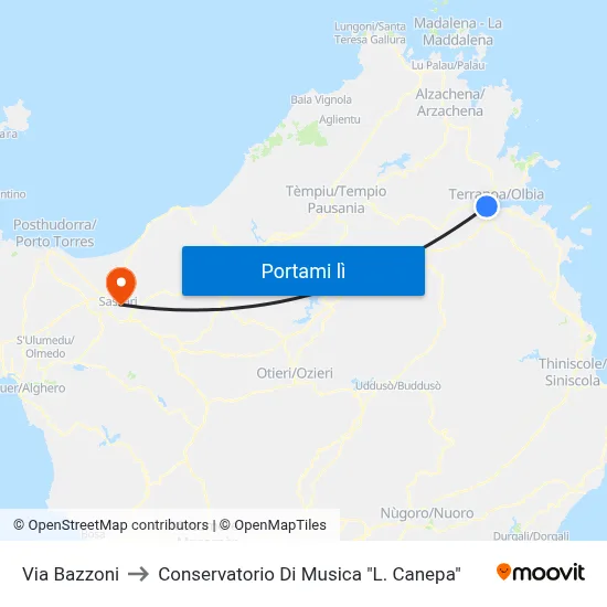 Via Bazzoni to Conservatorio Di Musica "L. Canepa" map