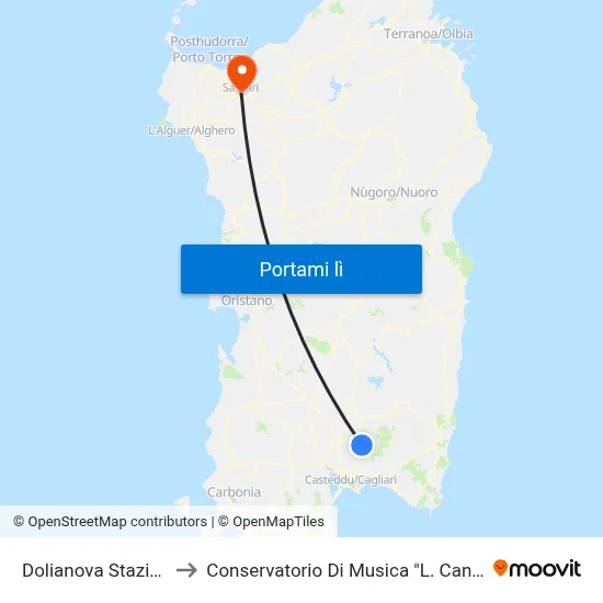 Dolianova Stazione to Conservatorio Di Musica "L. Canepa" map
