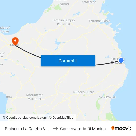 Siniscola La Caletta Via Sauro 126 to Conservatorio Di Musica "L. Canepa" map