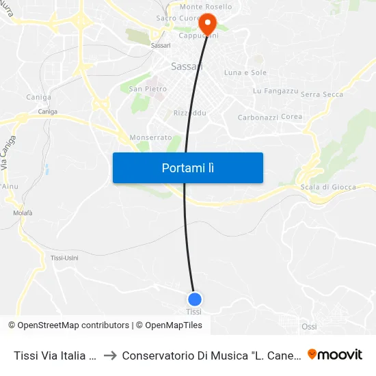 Tissi Via Italia 18 to Conservatorio Di Musica "L. Canepa" map