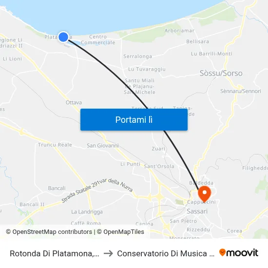 Rotonda Di Platamona, Capolinea to Conservatorio Di Musica "L. Canepa" map