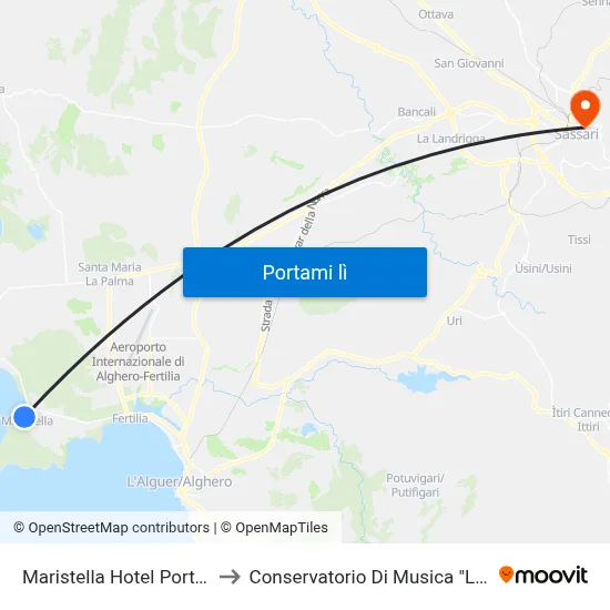 Maristella Hotel Porto Conte to Conservatorio Di Musica "L. Canepa" map