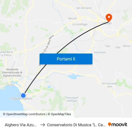 Alghero Via Azuni 41 to Conservatorio Di Musica "L. Canepa" map
