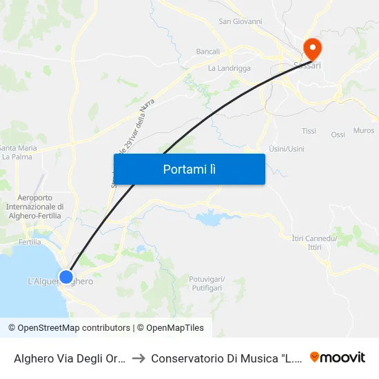 Alghero Via Degli Orti Fr.84 to Conservatorio Di Musica "L. Canepa" map