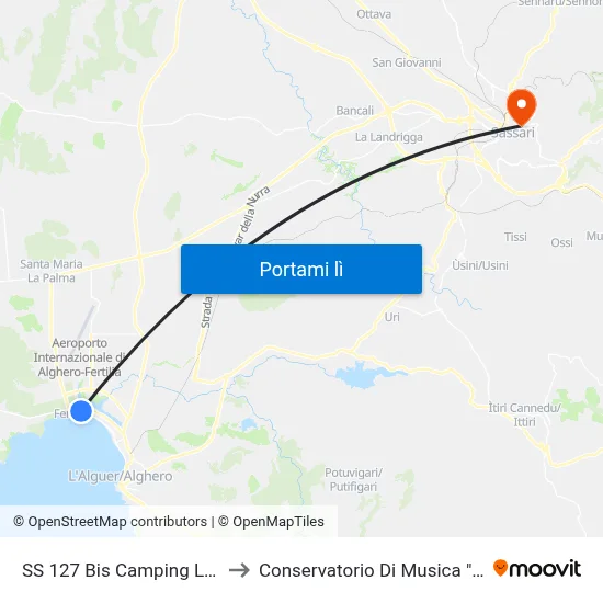 SS 127 Bis Camping Laguna Blu to Conservatorio Di Musica "L. Canepa" map
