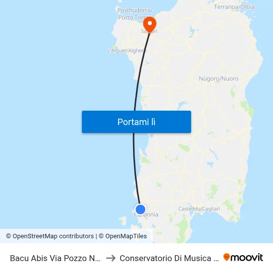 Bacu Abis Via Pozzo Nuovo Fr. 53 to Conservatorio Di Musica "L. Canepa" map