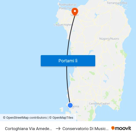 Cortoghiana Via Amedeo Di Savoia 74 to Conservatorio Di Musica "L. Canepa" map