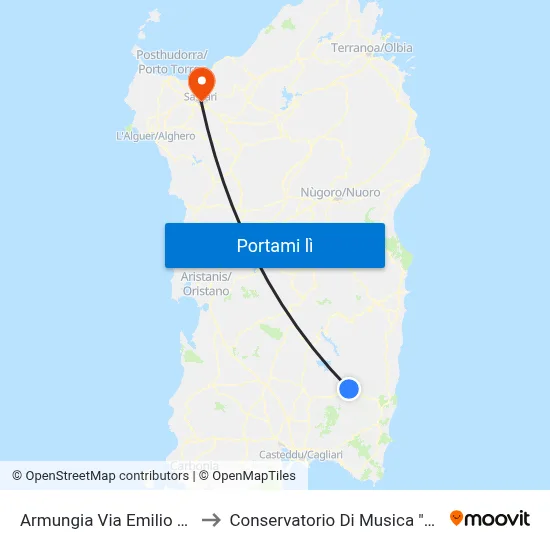 Armungia Via Emilio Lussu 26 to Conservatorio Di Musica "L. Canepa" map