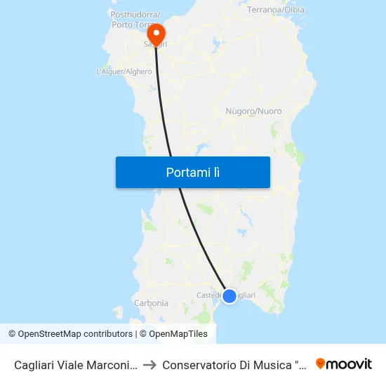 Cagliari Viale Marconi-Mercalli to Conservatorio Di Musica "L. Canepa" map