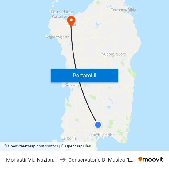 Monastir Via Nazionale 179 to Conservatorio Di Musica "L. Canepa" map