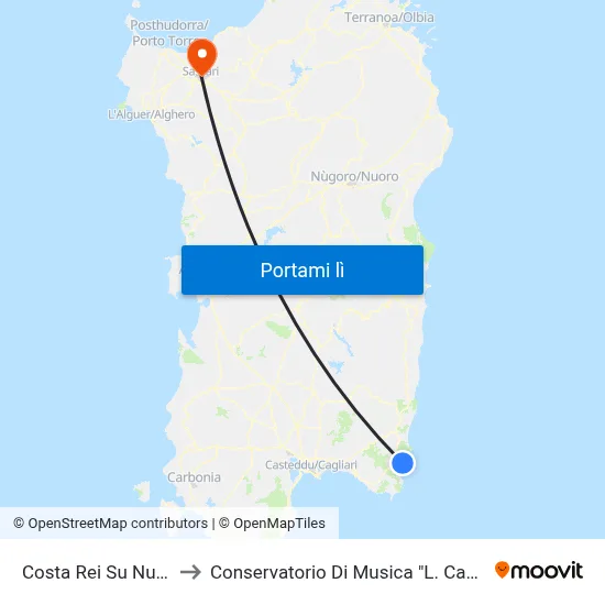 Costa Rei Su Nuraxi to Conservatorio Di Musica "L. Canepa" map