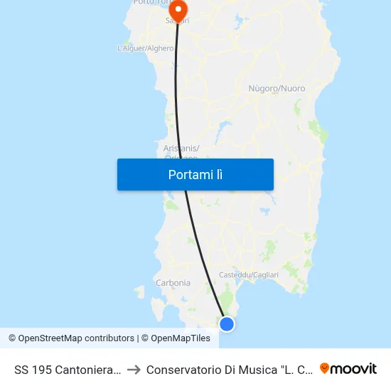 SS 195 Cantoniera Urru to Conservatorio Di Musica "L. Canepa" map