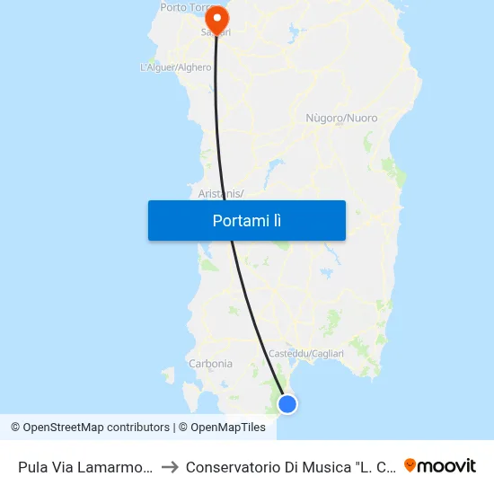 Pula Via Lamarmora 84 to Conservatorio Di Musica "L. Canepa" map