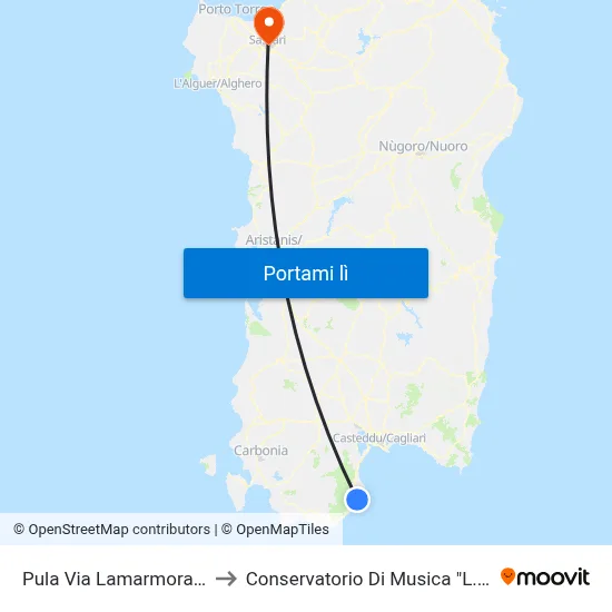 Pula Via Lamarmora-Banca to Conservatorio Di Musica "L. Canepa" map