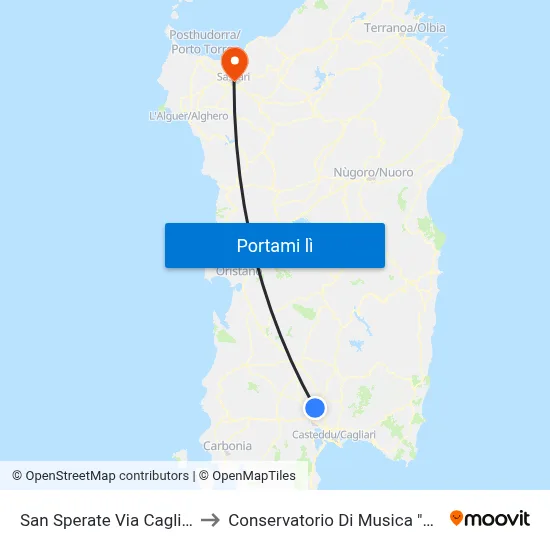 San Sperate Via Cagliari Fr.94 to Conservatorio Di Musica "L. Canepa" map