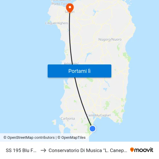 SS 195 Blu Fan to Conservatorio Di Musica "L. Canepa" map