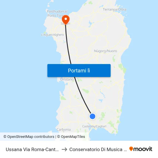 Ussana Via Roma-Cantina Sociale to Conservatorio Di Musica "L. Canepa" map