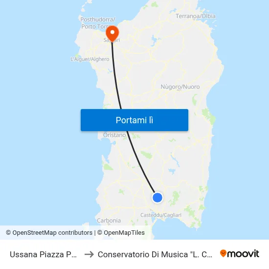 Ussana Piazza Pertini to Conservatorio Di Musica "L. Canepa" map