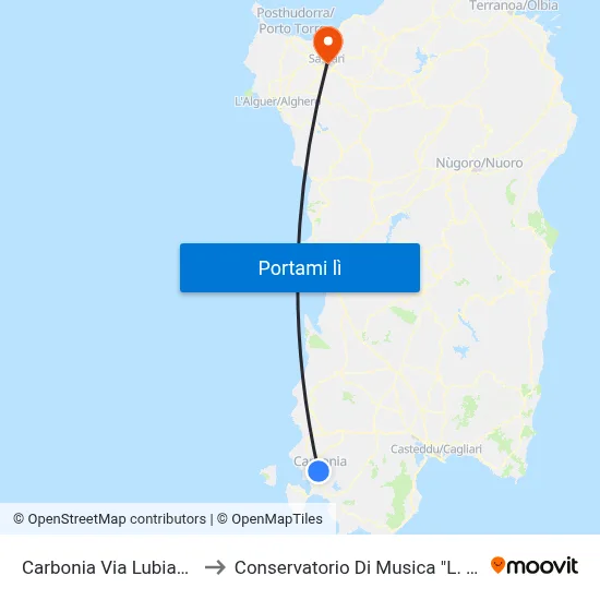 Carbonia Via Lubiana 169 to Conservatorio Di Musica "L. Canepa" map