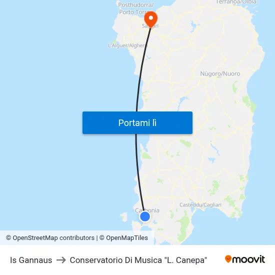 Is Gannaus to Conservatorio Di Musica "L. Canepa" map