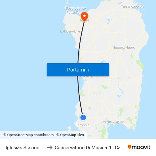 Iglesias Stazione FS to Conservatorio Di Musica "L. Canepa" map