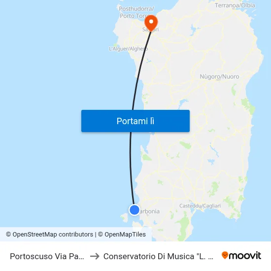 Portoscuso Via Palermo to Conservatorio Di Musica "L. Canepa" map
