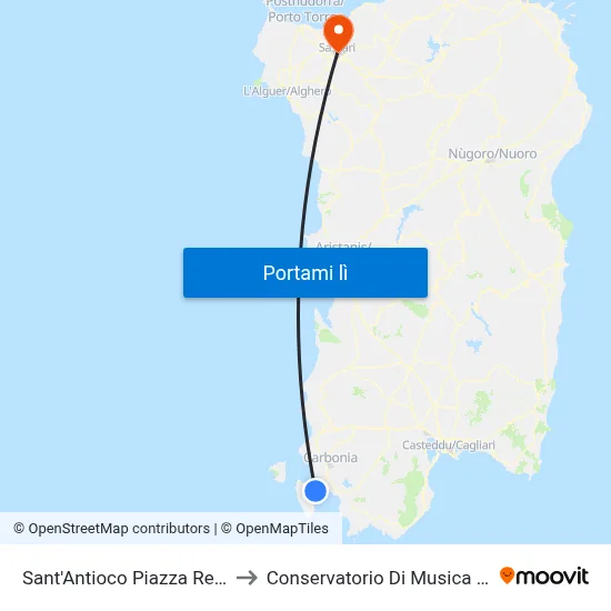 Sant'Antioco Piazza Repubblica 5 to Conservatorio Di Musica "L. Canepa" map