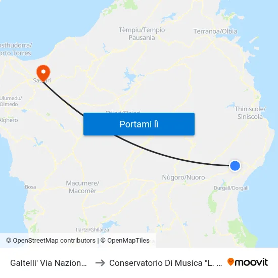 Galtelli' Via Nazionale 180 to Conservatorio Di Musica "L. Canepa" map