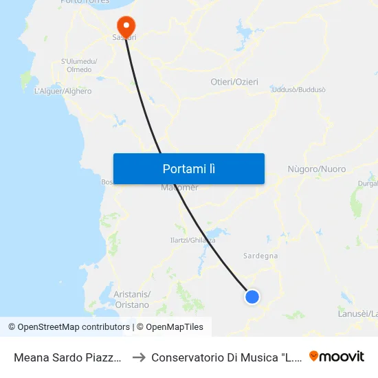 Meana Sardo Piazza Maxia to Conservatorio Di Musica "L. Canepa" map
