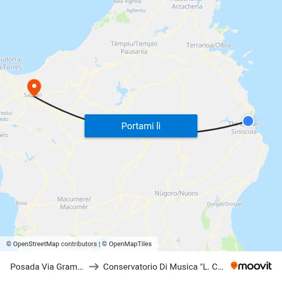 Posada Via Gramsci 6 to Conservatorio Di Musica "L. Canepa" map