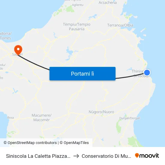 Siniscola La Caletta Piazza Caduti Del Mare 11 to Conservatorio Di Musica "L. Canepa" map