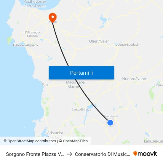 Sorgono Fronte Piazza Vittoria-Chiesa to Conservatorio Di Musica "L. Canepa" map