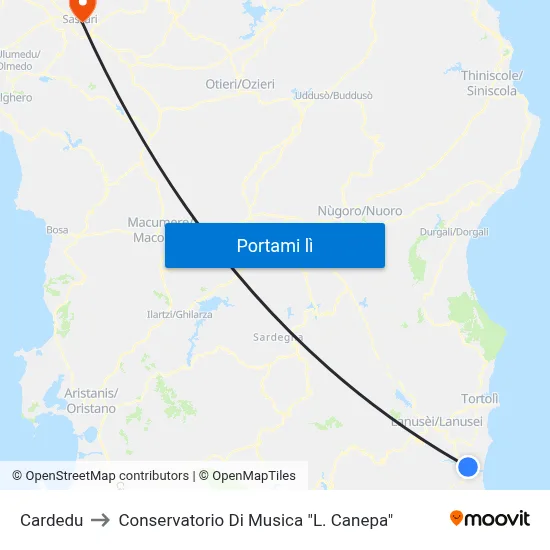 Cardedu to Conservatorio Di Musica "L. Canepa" map