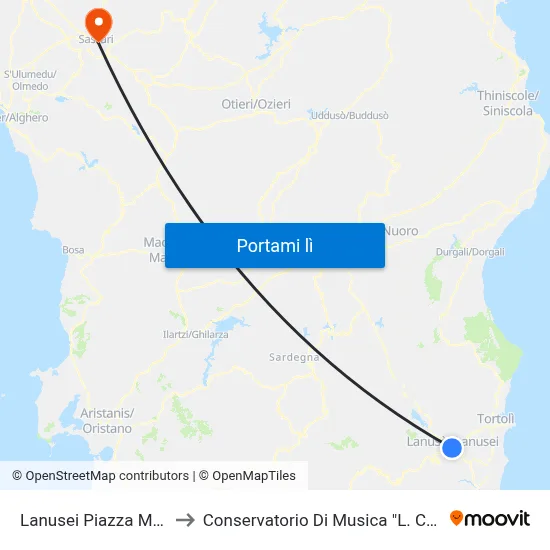 Lanusei Piazza Marcia to Conservatorio Di Musica "L. Canepa" map